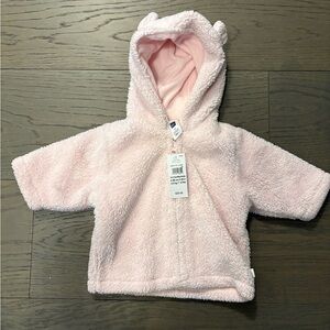 Baby gap pink plush hoodie 0-3 mos NWT retail $45